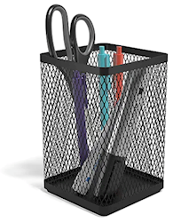 UTENCIL HOLDER, METAL MESH, TRU RED, MATTE BLACK LARGE